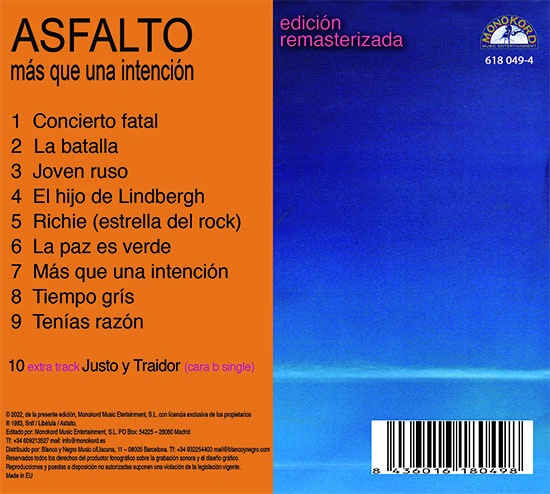 ASFALTO – Más que una intención – Reedición CD digipack